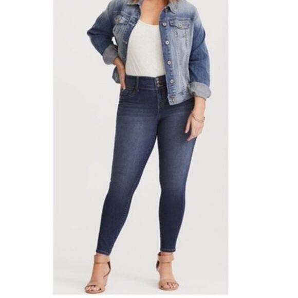 Torrid Blue Jegging Three Button Skinny Jeans Plus Size 14R - Picture 1 of 6